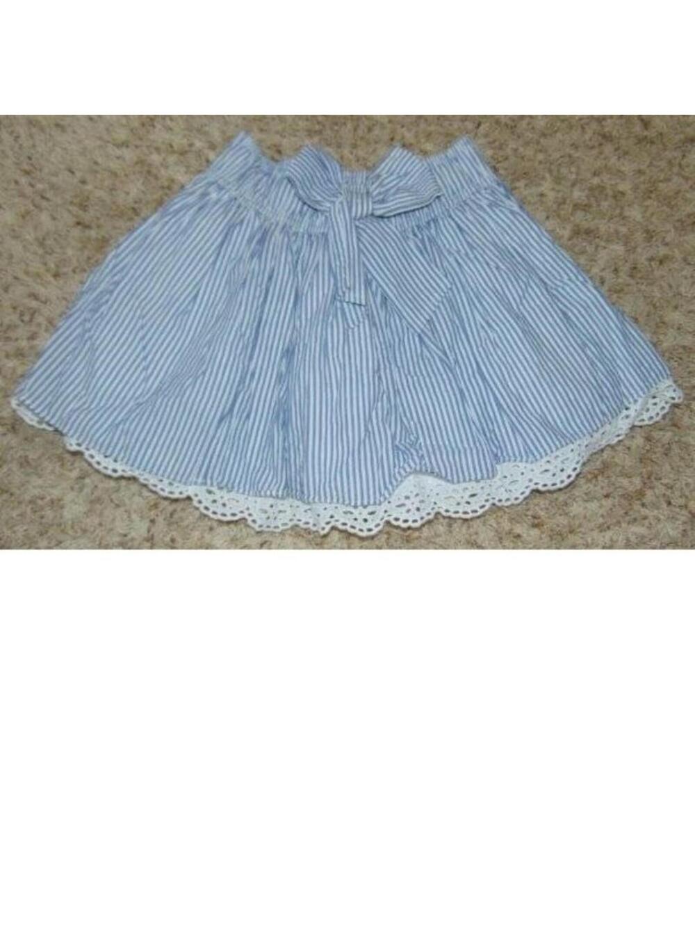 Abercrombie Skirt XL Girls Blue White Striped Elastic Waist Layered